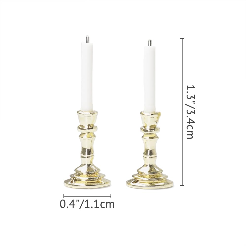 1/12 Scale Miniature Candle Holders | 2Pcs Gold Dollhouse Accessories For Miniature Displays & Dioramas - View #8