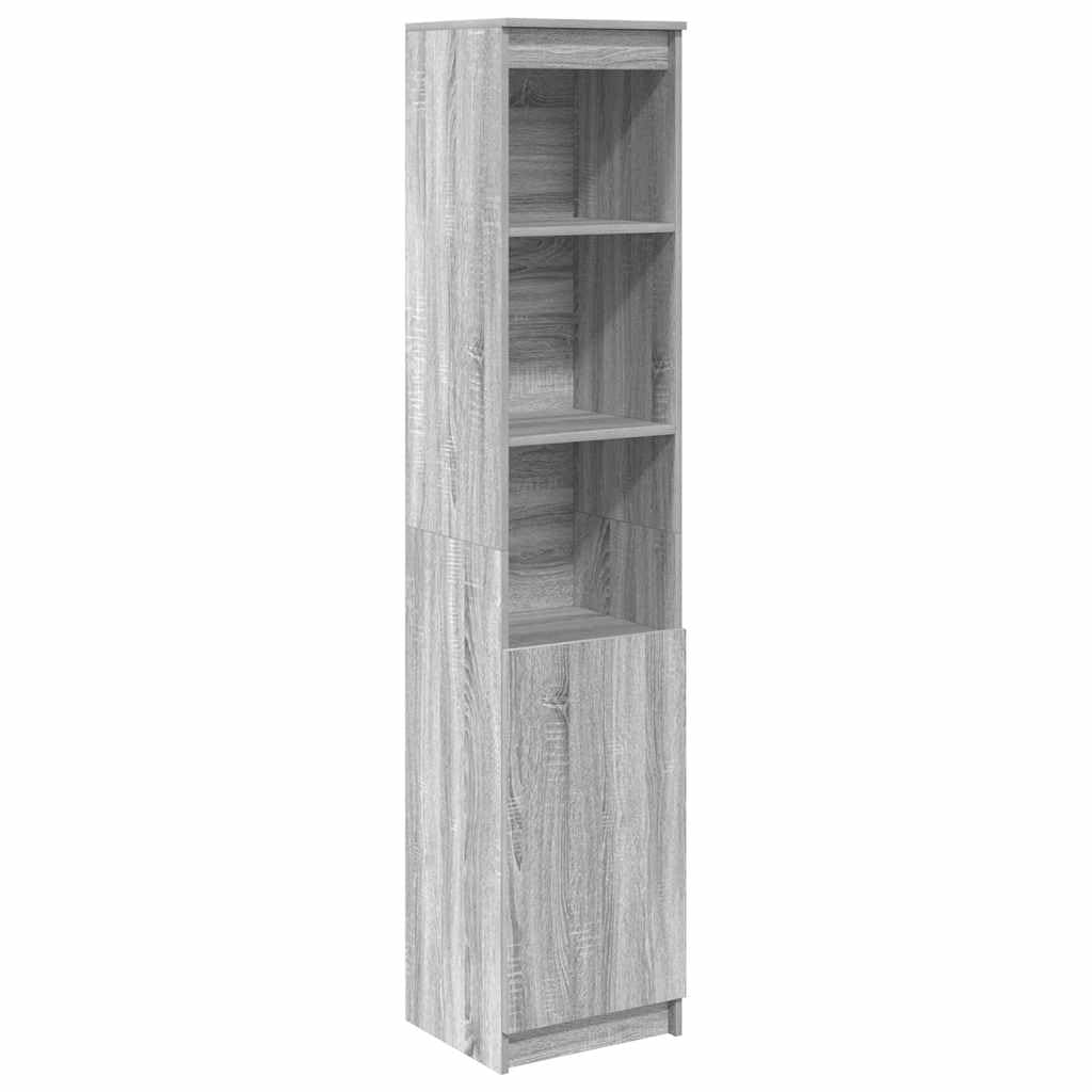 Gris Sonoma Highboard 37,5 x 35 x 180 cm de material de madera con montaje flexible para puerta izquierda o derecha, versátil como armario de cocina o armario de almacenamiento para áreas