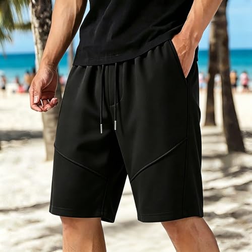 Short running mi-long gris décontracté avec coupe ample en coton épais