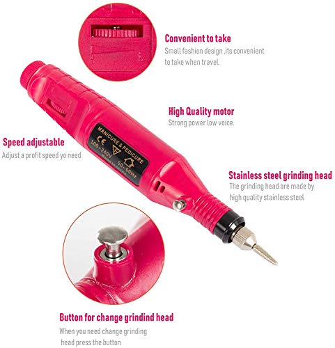 Verilux® Protable Mini Electric File Nail Drill Manicure Machine Kit Set EU Plug Golden - Image 3