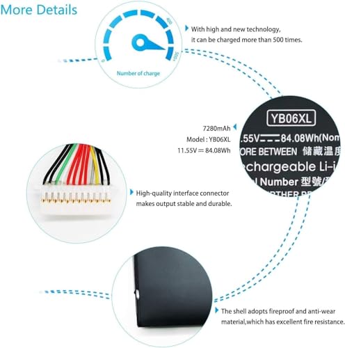 Wefly YB06XL Laptop Battery Compatible for HP Spectre x360 Convertible 15-CH 15T-CH 15-CH0XX 15-CH011DX 15-CH010TX 15-CH034NG 15-CH002TX Series... - Image 2