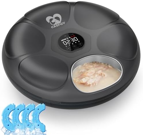 Casfuy Automatic Cat Feeder Cordless - Automatic Cat Food Dispens...