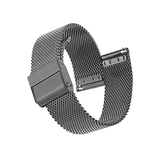 Tent Quick Release Watch Strap,Stainless Steel Mesh Watch Strap,Adjustable Watch Strap Ultra-Thin Steel Strap Watch Chain with Metal Buckle for Men Women,Black,21mm