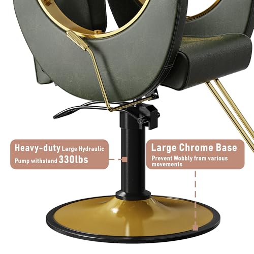 Image of LOUVIXA Barber Chair, Salon Chair for Hair Stylist, Height Adjustable Hydraulic Hair Reclining Salon Chairs, 360 Degrees Rotation, Multi-Function Shampoo Chair for Barbershop (Green)