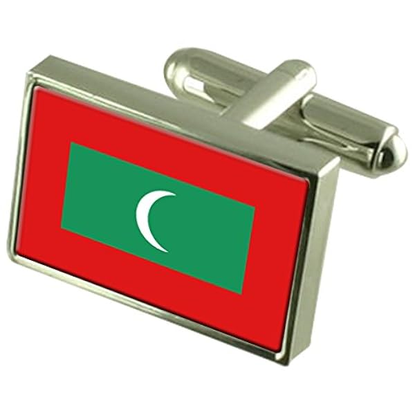 Malediven vlag manchetknopen gepersonaliseerde gegraveerde aandenken doos