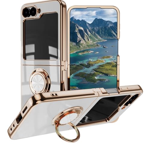 Coque Samsung Galaxy Z Flip 7 FE antichoc silicone TPU blanc avec anneau support
