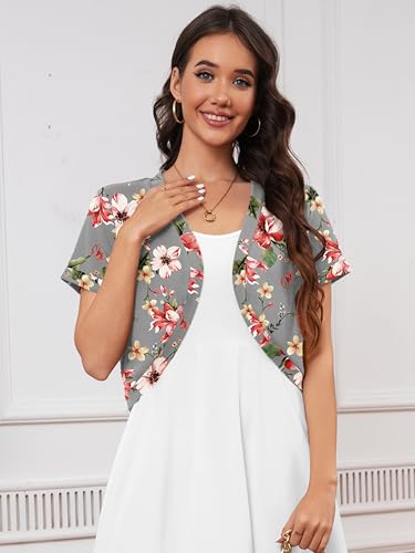 Image of Heymoments Women's Short Sleeve Bolero Shrugs Lightweight V-Neck Open Front Cropped Cardigan (S-2XL)
