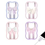 Gaodercha 4Pcs Ladekabel Saver Cute Wave Pattern Charging Line Protection Pretty Bow Soft USB Cable Protector Kompatibel für Typ-c iPhone Die meisten Handys und iPad