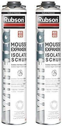 Mousse Expansive Isolation Thermique et Phonique, Blanche, Aérosol Pistolable de 750 ml (Lot de 2)