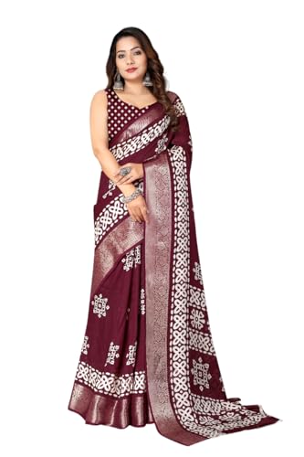 Image of Dola Silk Saree with Blouse Piece Intricate White Art Print and Zari Border | Perfect for Festive Occasions | Dola Silk | Silk Saree | Cotton Silk Saree | Silk Saree Collection.