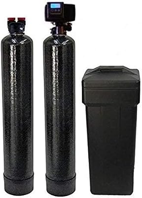 AFWFilters 5600sxt Whole House Water Softener Plus Upflow Carbon Filtration System, 10% crosslink resin and coconut shell carbon, 9"x48" tanks, 32,000 grain Fleck water softener, 1 cubic foot systems