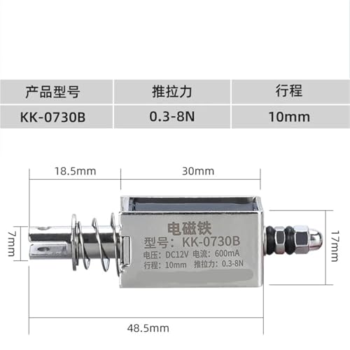 Électroaimant CC 12V 24V 5V à course longue et solénoïde push-pull de commande robuste