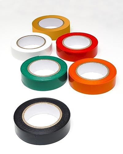 Image of Electrical Tape， 0.63* 65 FT Professional Flame Retardant Waterproof PVC Electrical Insulation Tape Home Outdoor Multipurpose Electric Insulating Wire Wrapping (Pack of 6, Multi-Color, 0.63 inch * 65ft)