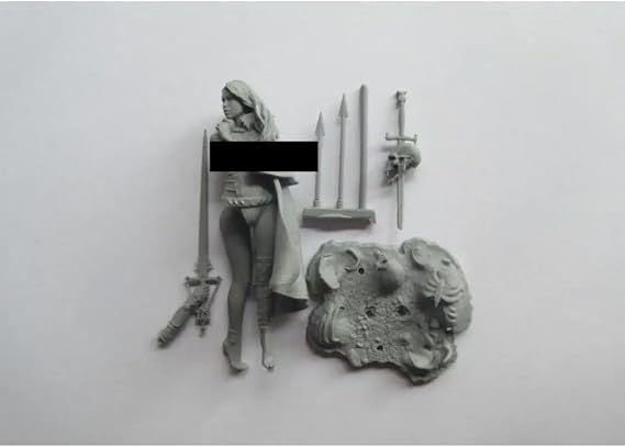 1/24 75mm Resin Model Kit Nudes Beautiful Girl Warrior Fallen Angel Unpainted