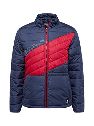 JACK & JONES Jcoclear-Tope Chaqueta Acolchada, Azul Marino/Chili Pepper, L para Hombre