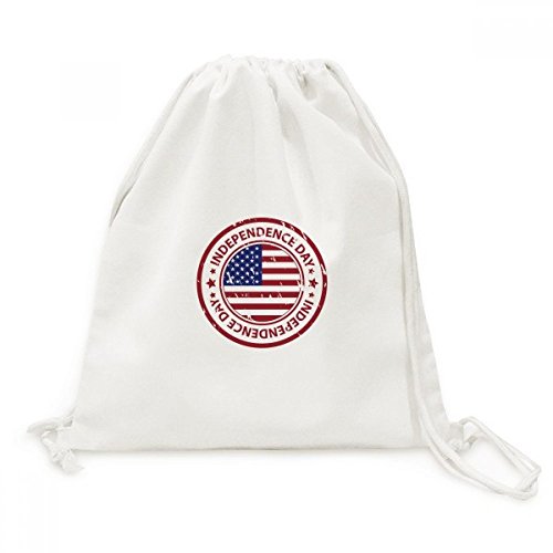 Sac cordon en toile de lin pour voyage thématique fête nationale américaine