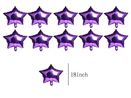 Image of 10pcs Star Shape Foil Mylar Balloons,18 Inch Balloon for Wedding Birthday Party Baby Shower Decoration (purple)