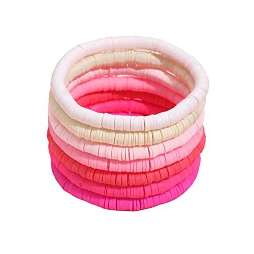 KIFEDSLJ Surfer Clay Bead Bracelets Elastic Colorful Polymer Beaded Stackable Stretch Bracelet Bohemia Aesthetic Summer Beach Jewelry for Women