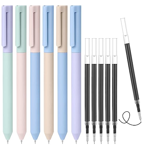 AUAUY 6PCS BolíGrafos de Gel, BolíGrafo RetráCtil de Tinta de Gel de Secado RáPido con 6 Recambios, 0,5mm Boligrafos Punta Fina, Bonitos BolíGrafos, Suministros Escolares de Oficina (Doble Color)