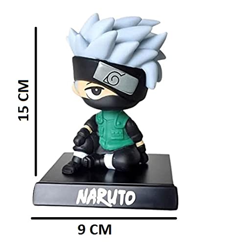 Image of Augen Super Hero Naruto Kakashi Hatake Sensei Action Figure Limited Edition Bobblehead with Mobile Holder for Car Dashboard, Office Desk & Study Table (Pack of 1)(Plastic)