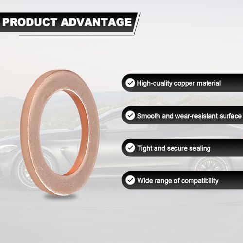 Image of 10 PCS Oil Drain Plug Gasket, 14mm Copper Oil Drain Plug Crush Washer Seal Rings, Oil Sealing Gasket Replacement Compatible with OEM PN Part 007603-014106