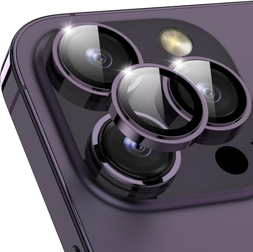 Amazon Brand - Solimo Tempered Glass Camera Lens Protector for iPhone 14 Pro (6.1 Inch) & iPhone 14 Pro Max(6.7 Inch) | Glass Lens Cover (Purple)