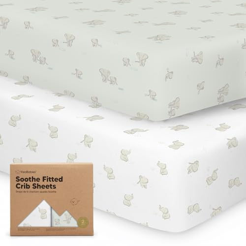 Image of KeaBabies 2-Pack Organic Crib Sheets for Boys, Girls, Jersey Fitted Crib Sheet, Baby Crib Sheets Neutral, Cotton Breathable Crib Sheet, Cute Printed Crib Mattress Sheet, Baby Mattress Sheets (Elly)
