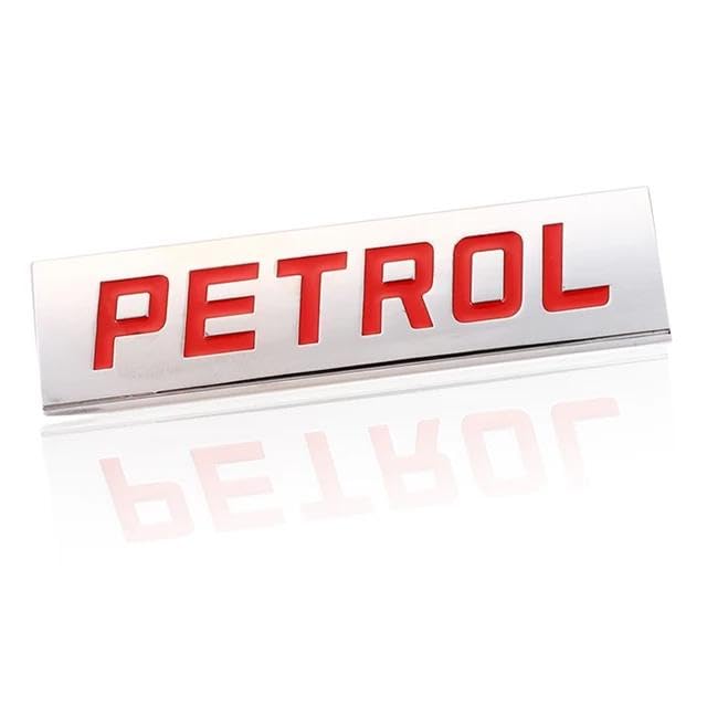 Image of AutoBizarre 3D Raised Petrol Metal Monogram Emblem Badge Sticker for All Cars & Bikes (Silver Red)