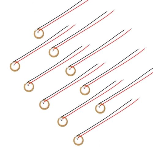 WUZDPRCJ 10Pcs Piezoelectric Piezo Ceramic Wafer Plate Dia 15mm for Buzzer Loudspeaker Sensor with Wire