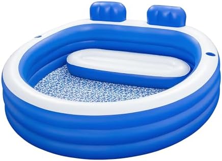 H2OGO! Inflatable Family Pool, Splash Paradise 7’7″ x 7’2″ x 31″ Outdoor Inflatable Swimming Pool for Kids and Adults – Bench Seat, Headrests, & Cupholders