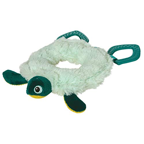 Image of Manhattan Toy Theo Turtle Baby Toy Ring Rattle with Crinkle Paper and Textured Teethers