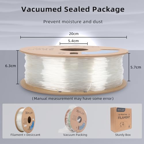 Image of 3DHojor TPU Filament 1.75mm TUP95A 3D Printer Filament Flexible Soft 3D Filament 1KG (2.2lbs) fit Most FDM 3D Printers Dimensional Accuracy + /- 0.03 mm-Natural