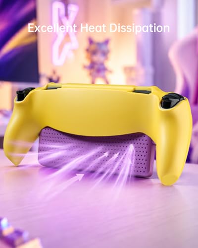 Image of UYIYE Case for PlayStation Portal, Soft Protective PS Portal Case Accessories with Anti-Slip Comfort Grip, Slim Remote Player Cover Skin & Hard Shell Case-Yellow&Purple