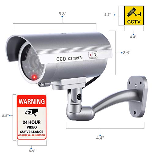 Idaodan Dummy Security Camera, Fake Cameras Cctv Surveillance System With Realistic Simulated Leds For Home Security + Warning Sticker Outdoor/Indoor Use (4 Pack) #TOP2
