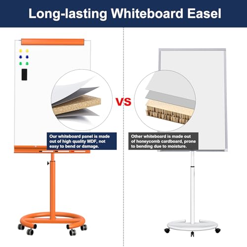 Image of TSJ OFFICE Rolling Whiteboard Standing - 40 x 26 Inches Mobile White Board