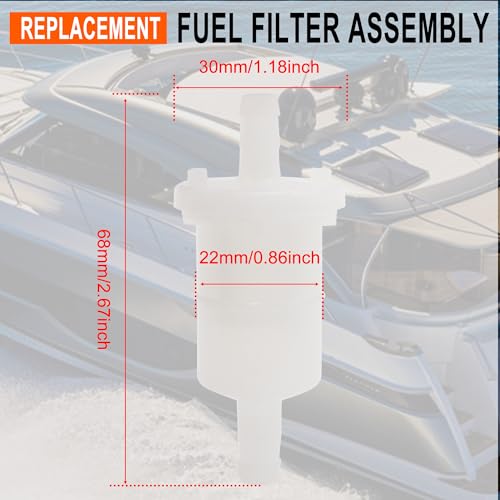OXCANO 4Pcs 16910-ZV4-015 Marine Fuel Filter Compatible with Honda 4 Stroke BF 8 9.9 10 15 20 25 30 40 50 60 75 90 HP Outboard Engines Inline Fuel Filter 16910ZV4015 16910-ZV4-005 - Thumbnail 5