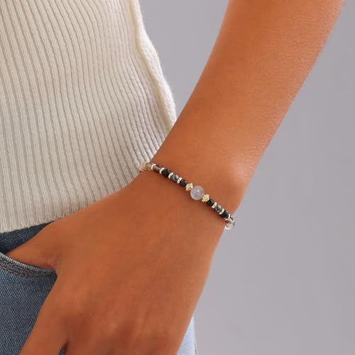 Image of Triple Threat Protection Anxiety Relief Gifts for Women,Natural Healing Crystal Bracelet Evil Eye Jewelry for Her Friends