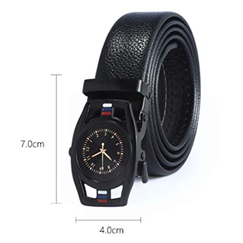 Men's Casual Leather Belt with Alloy Automatic Buckle,Mens Ratchet Belt,Clock Model Belt with Fashion Gift Set for Men2