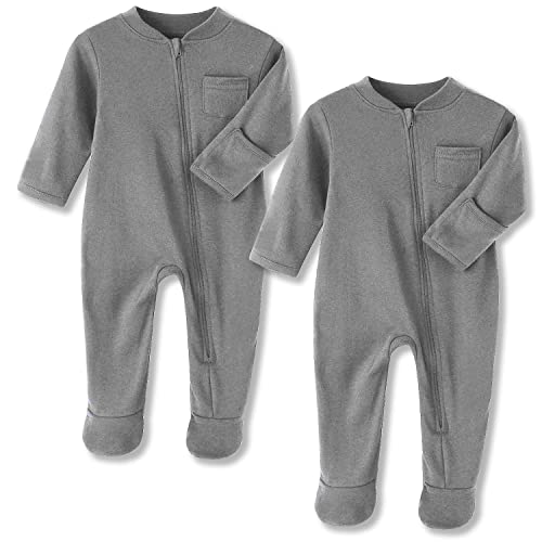 Image of Eleven's Kingdom Baby Kids Sleep and Play,Baby Cotton Pajamas with Mitten Cuffs, 2 Way Zipper Footed Sleeper 0-12 Month