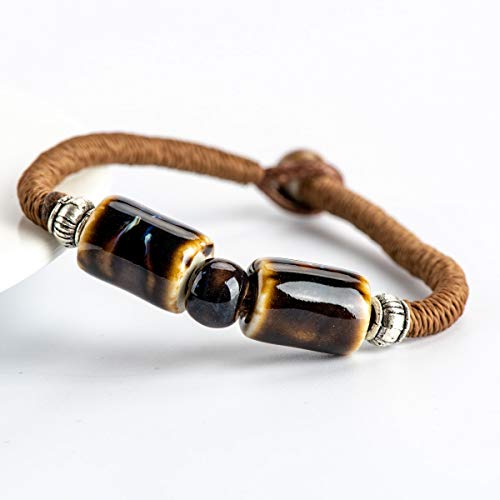 BSNOVT 1 peça de pulseiras de cerâmica Jingdezhen com contas de cerâmica para mulheres Love Boho Env