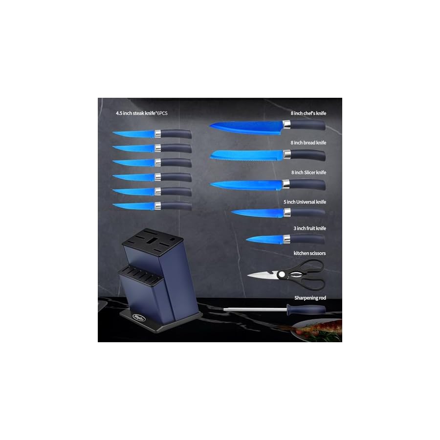 Knife-Set-Kitchen-Non-Stick-Knives-Set-with-Block-Thick-Blade-Cutlery-Knife-Block-Sets-with-Sharpener-6pcs-Steak-Knife-Shears-Chef-Sharp-Quality-Aluminum-Alloy-Block-Blue-Handle-and-Blade Knife Set, Kitchen Non Stick Knives Set with Block Thick Blade Cutlery Knife Block Sets with Sharpener 6pcs Steak Knife Shears Chef Sharp Quality Aluminum Alloy Block Blue Handle and Blade