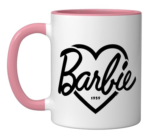 Barbie Heart Logo Taza de Cerámica Rosa/Blanca miniatura 1