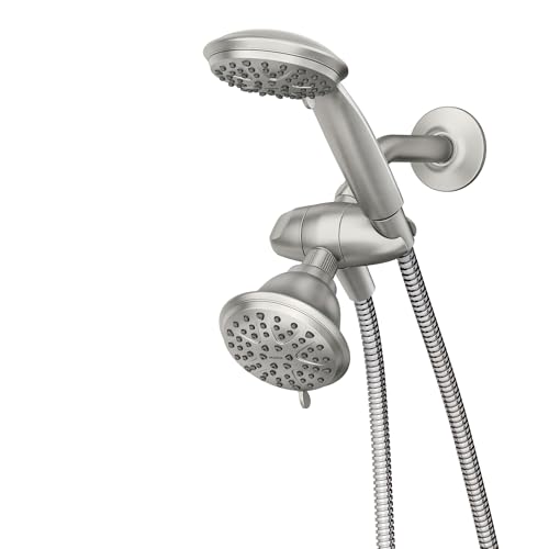 Moen Attune Dual Shower Head with Handheld Sprayer Combo, 6 Handheld Spray Settings & 8 Function Shower Head, Spot Resist Brushed Nickel Finish, 218C0
