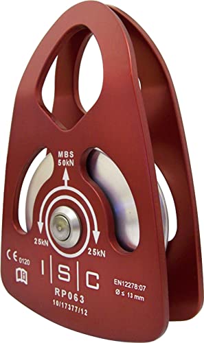 ISC 50kN MBS Medium Single Prussik Minding Aluminium Rigging Pulley (max 13mm rope), RED | BUSHINGS