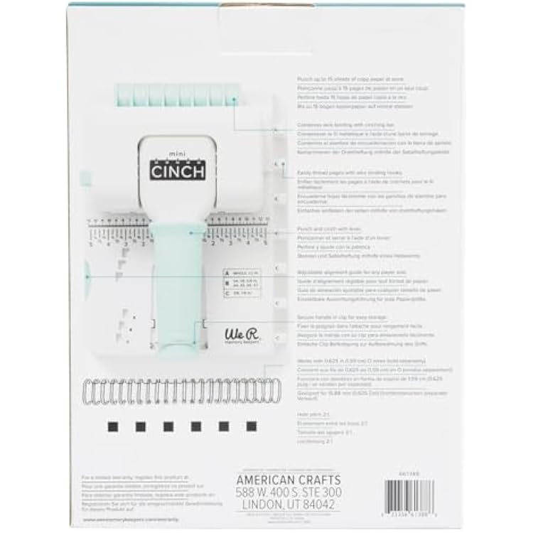 We R Memory Keepers Mini Cinch Bookbinding Machine - Small Craft Tool Compatible with Wire or Spiral Coils - Make Professional Books, Notebooks, Calendars, and Journals