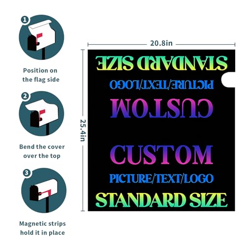 Image of Personalized Custom Mailbox Cover Magnetic Large Size 25x21 Inch Customized Mailbox Wraps Add Picture Text Logo Mail Box Covers Decals Letter Post Box Outdoor Decorations