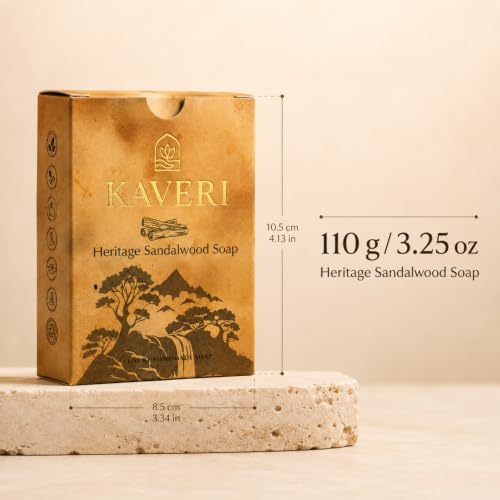 Image of KAVERI Sandalwood Handmade Soap Bar - Cold-Processed Ayurvedic - pack of 3 * 110g