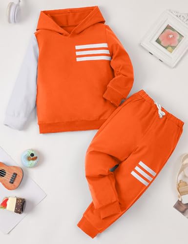 Image of Toddler Boy Clothes Long Sleeve Hoodie Sweatsuits Tops and Pants 2Pcs Boys Fall Winter Outfits Set