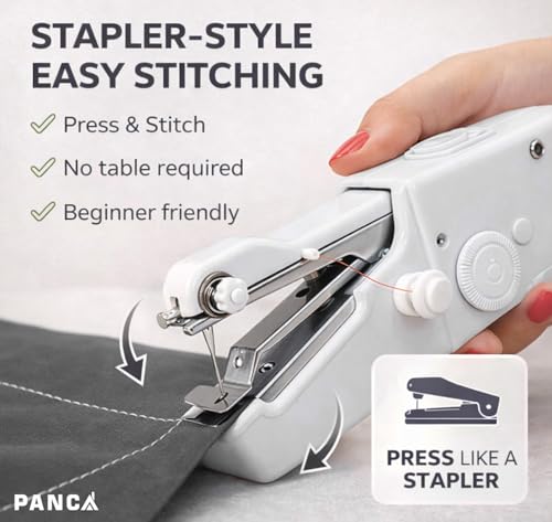 Image of PANCA Handy Stitch Mini Sewing Machine | Portable Handheld Silai Machine for Quick Stitching, Clothes Repair & DIY Craft | Manual Sewing Tool for Home Tailoring, Travel, Fabric Repair & Emergency Use