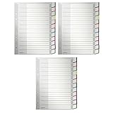  3er Pack Leitz 1275 Blanko Plastik Register (A5, hoch, 12-teilig, Unterteilt) grau
